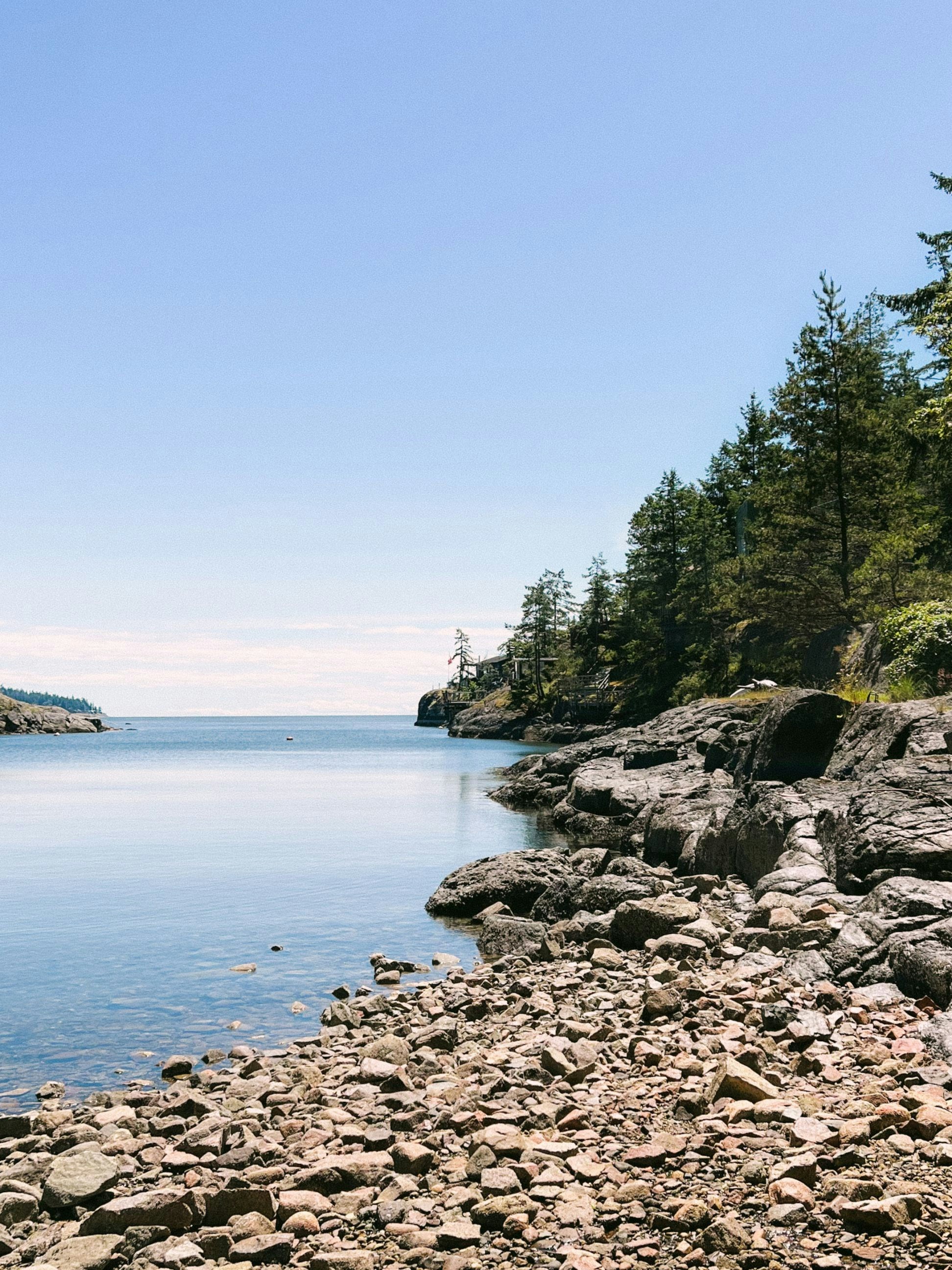 Rocky British Columbia coastline used as the BC Travel Guide background