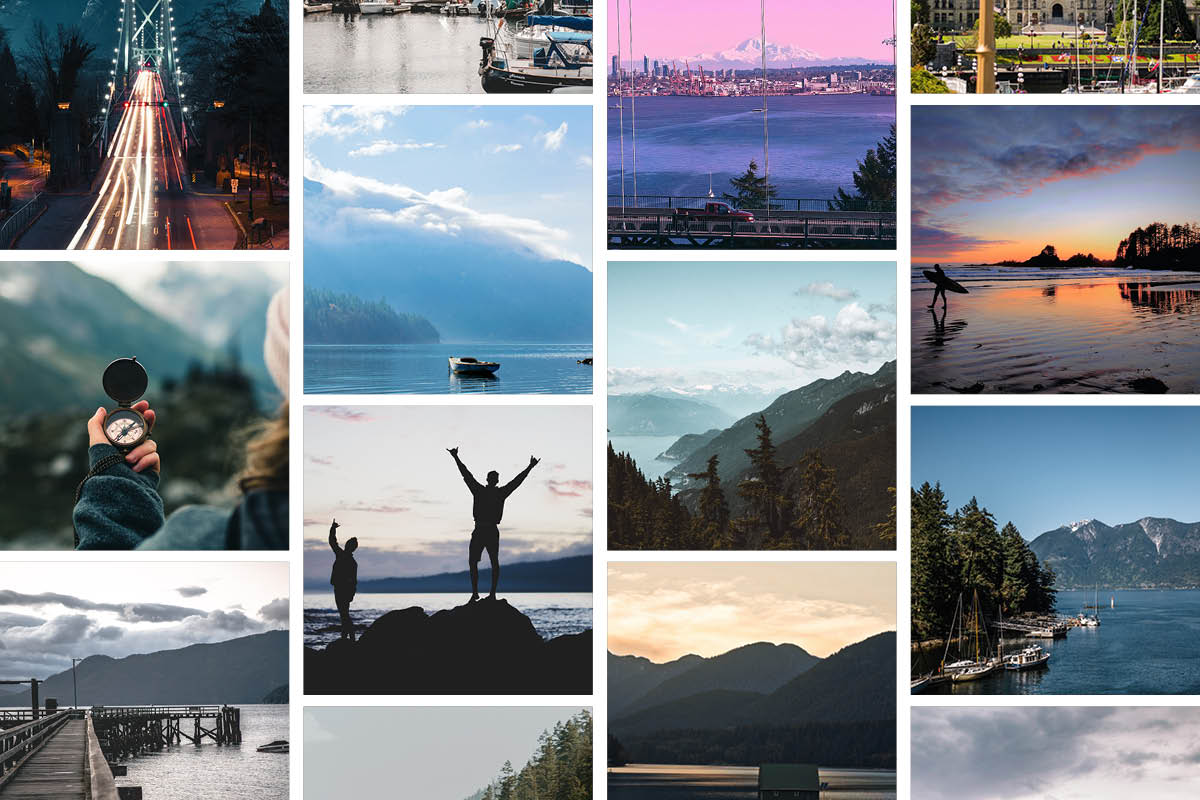 British Columbia travel photography wall used by the website