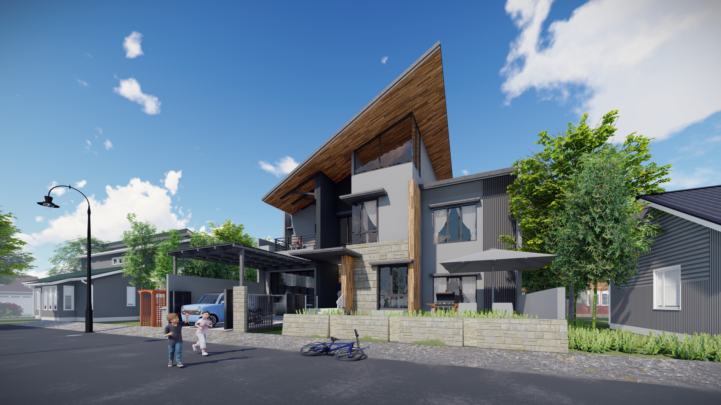 Base residential exterior render exported from Lumion 8