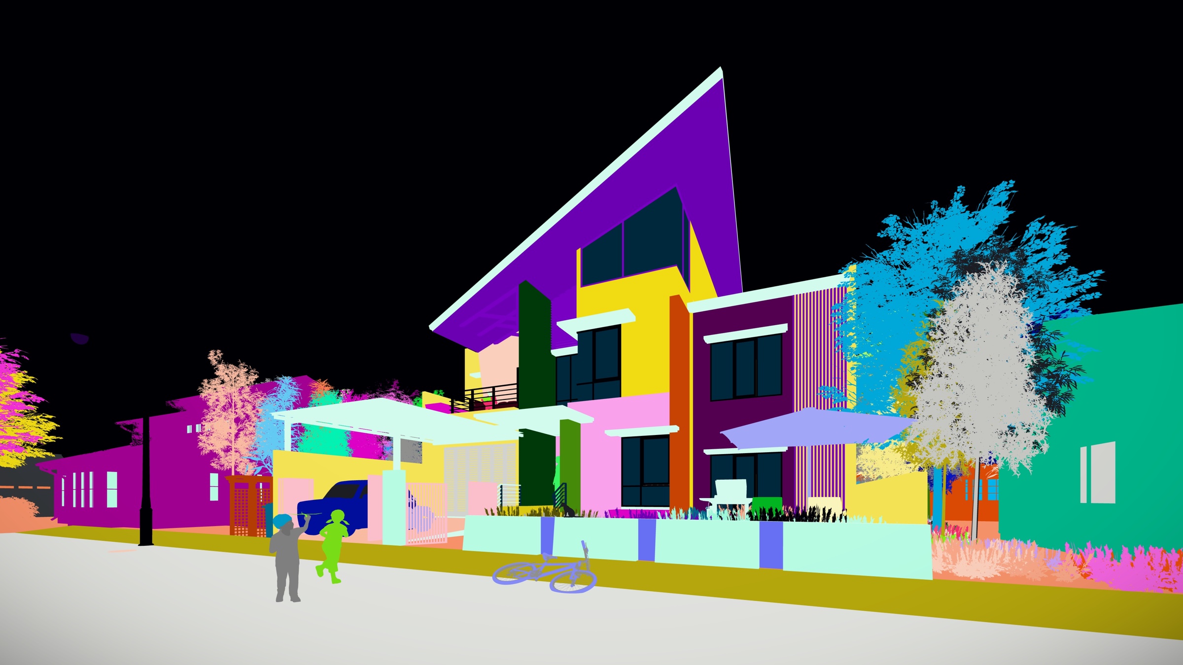 Colour-coded material ID pass exported from Lumion 8