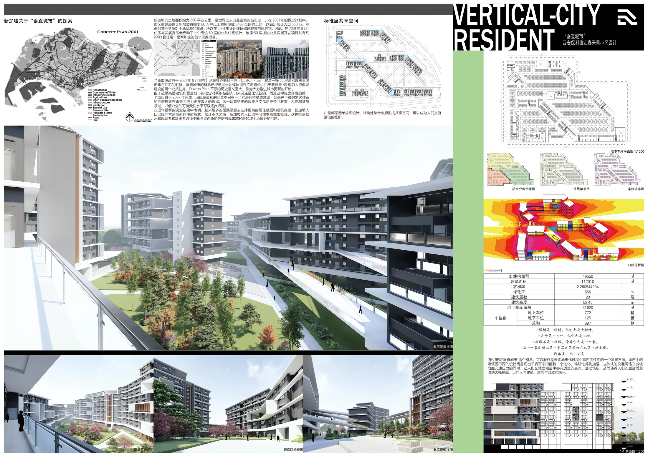 Courtyard renderings, parking and daylight analysis